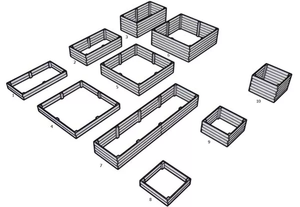 dessins de jardinières fabriquées avec des traverses paysagères en bois robinier